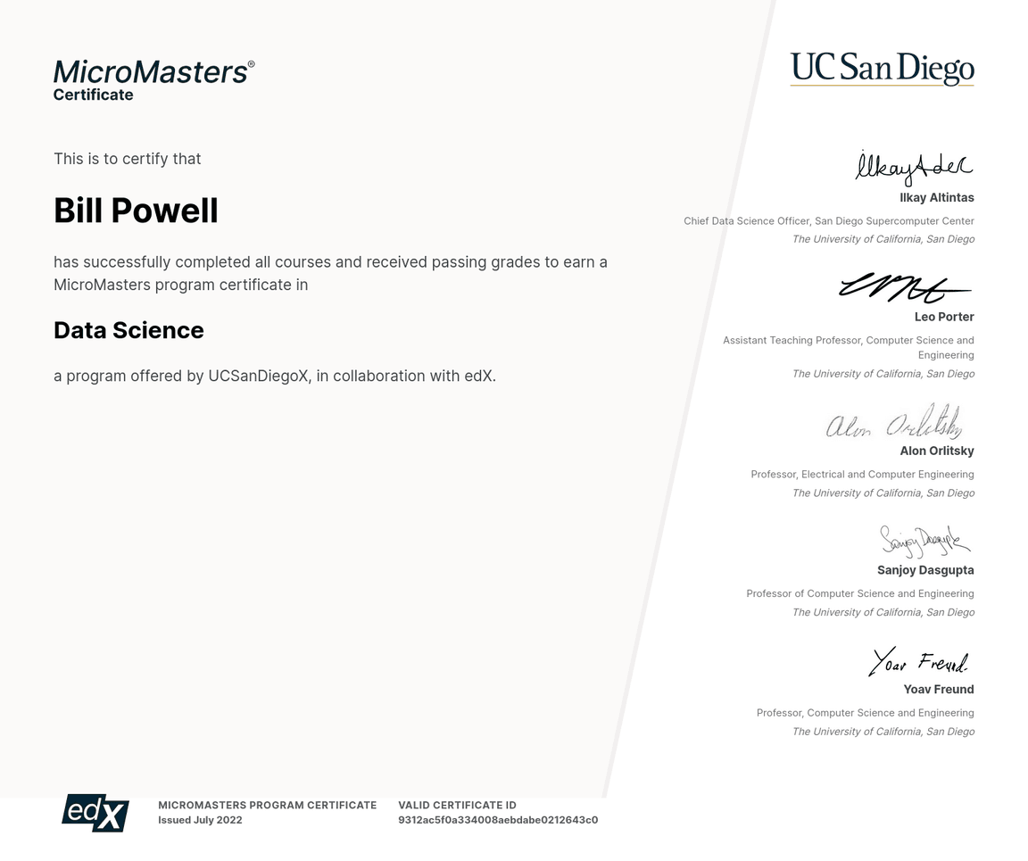 MicroMasters Certificate